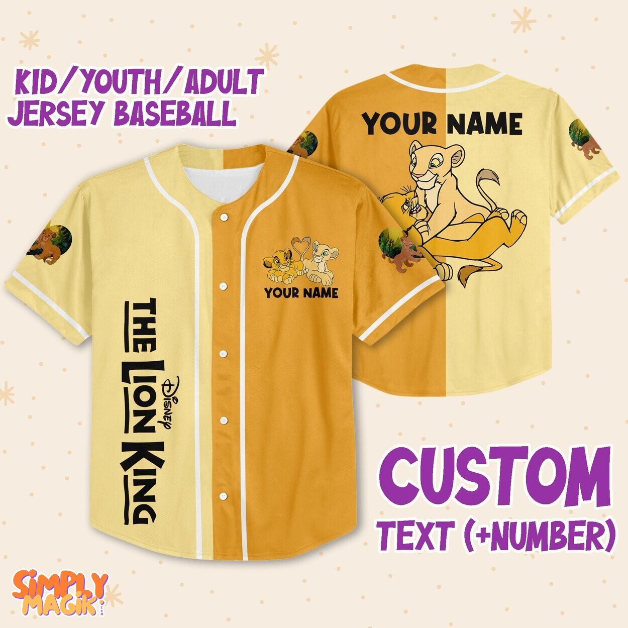 The Lion King Couple Baby Simba Nala Half And Half Jersey Kids Youth